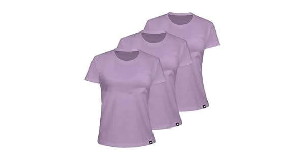 Kit com 3 Camiseta Algodo Sportswear Muvin  Feminino  Mais Conforto  Academia  Camiseta Manga Curta  Treino Funcional  Corrida  Ginstica BR Alfa XG Regular Lils Lavanda