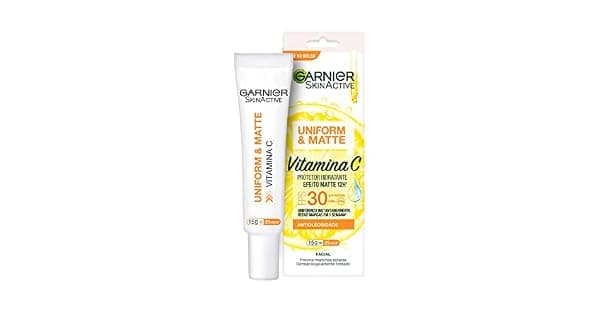 Garnier Uniform  Matte Protetor Hidratante Facial com Vitamina C e Ao Antioxidante Controla a Oleosidade e Reduz Marcas Efeito Matte 12h FPS 30 15ml