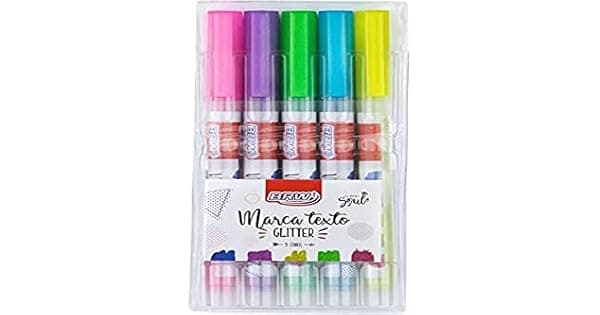 Caneta Marca Texto com Glitter Brw CA2017 5 Cores