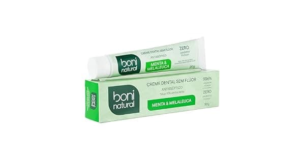 BONI NATURAL  Creme Dental com leos naturais de Menta e Melaleuca Vegano e Natural Sem Flor Sem Triclosan 90g
