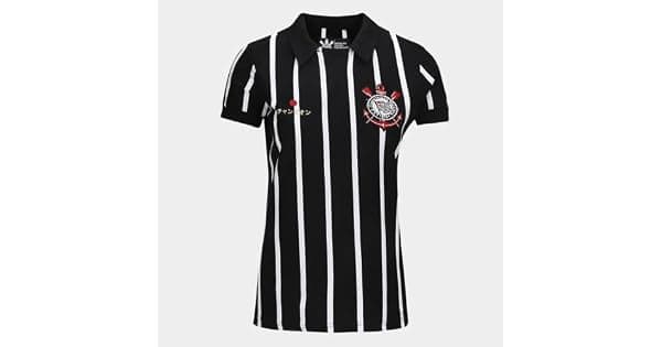 Camiseta Retr Japo Corinthians Coimbra gola polo listrada G