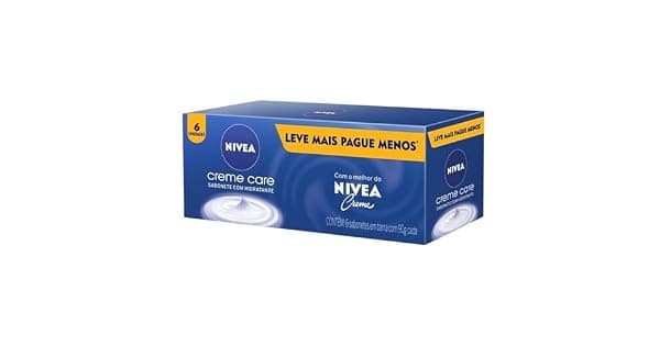 NIVEA Sabonete em Barra Creme Care Promo 6 un 90g  Limpa e deixa a pele macia mesmo aps o banho com glicerina fragrncia NIVEA Creme e o exclusivo ingrediente Eucerit