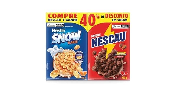 Kit Cereal Matinal Chocolate Nescau 210g  Snow Flakes 230g Mais Economia