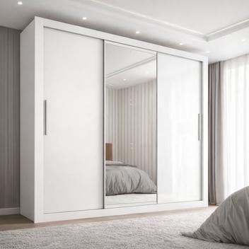 Guarda-Roupa Casal com Espelho 3 Portas 4 Gavetas 185,5cm Viena Yescasa Branco - Guarda-Roupa / Roupeiro - Magazine Afadadaspromos