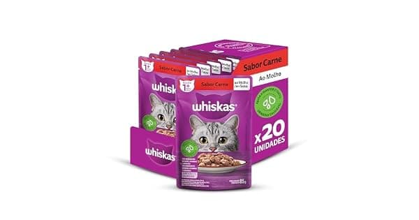 Pack Rao mida Whiskas Sach Carne ao Molho para Gatos Adultos 85 g 20 unidades