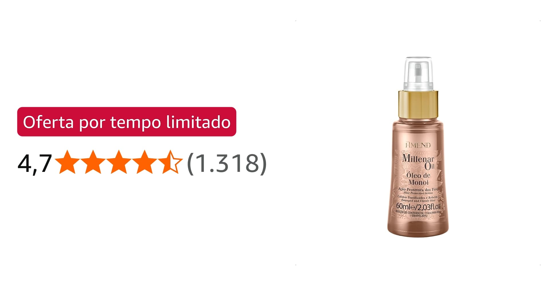 Oferta: Óleo Amend Sublime Oil Reparador de Pontas 60ml