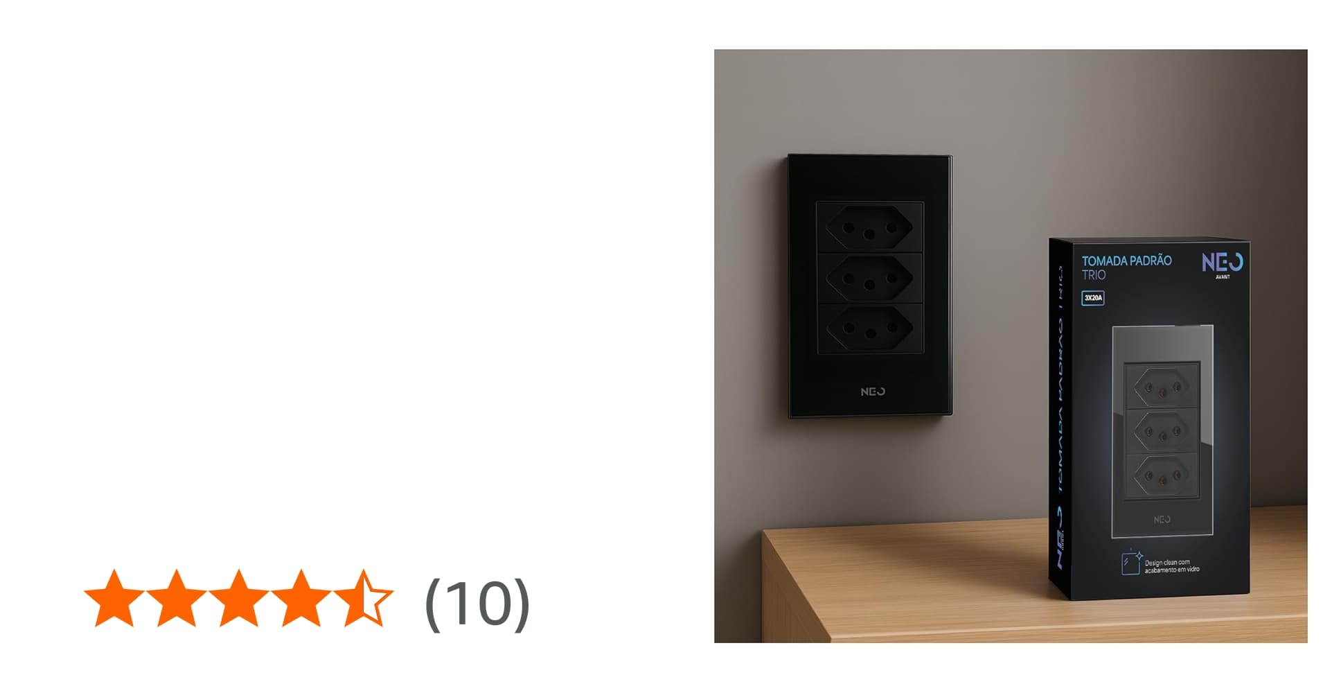 Oferta: Interruptor de Tomada com 1, 3 ou 6 Saídas 20A 110v/220v Bivolt Branco ou Preto Avant Neo (Preto, Saídas, 3)
