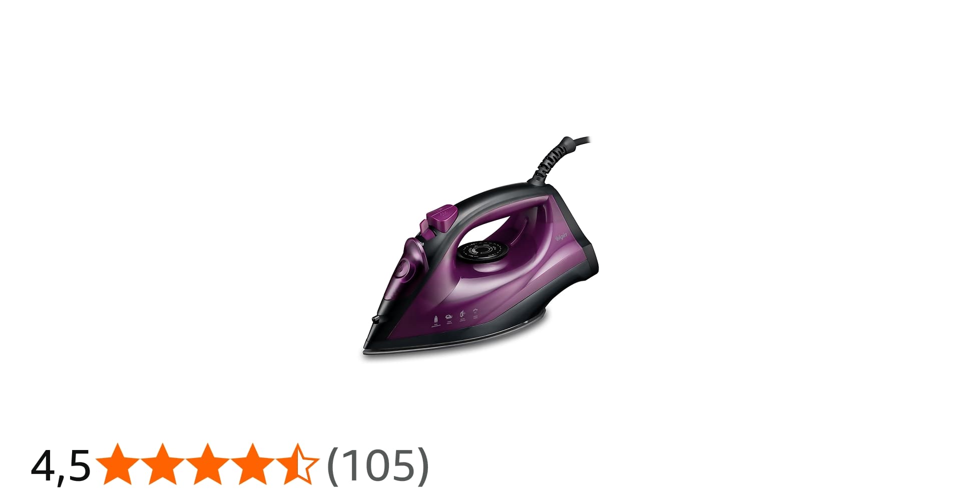 Ferro de Passar a Vapor Easy Pass Elgin 1.200w 5 temperaturas - 110V, Roxo