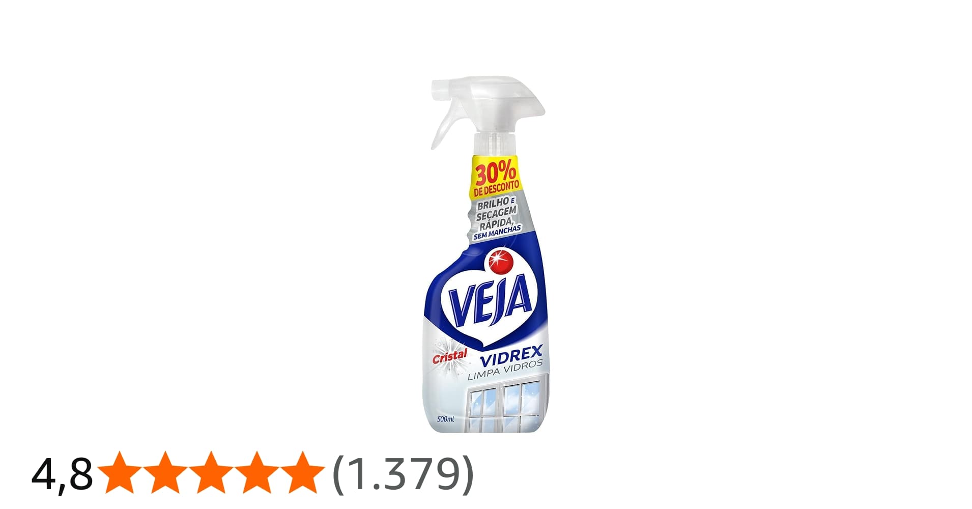 Veja Vidrex Cristal Limpa Vidros Spray 500ml Oferta